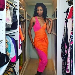 Color block sleeveless dress. Pink/purple dress | Posh Show